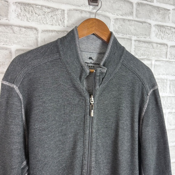 Tommy Bahama Charcoal Gray Heavy Knit Pullover Sweater W/ Pockets Mens Large - Picture 2 of 6